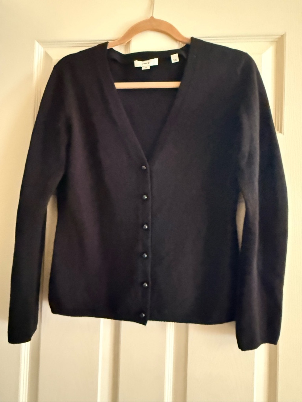 Vince black cashmere and wool  V-Neck Cardigan Sweater, classic style